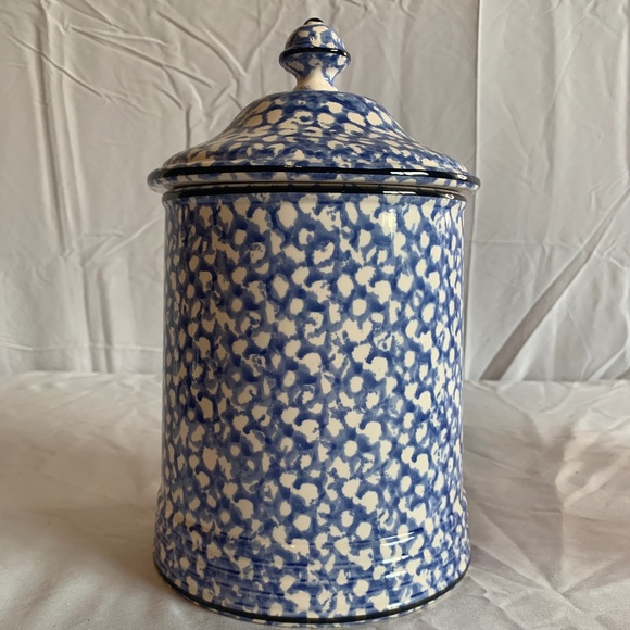 Kitchen Vintage Blue And White Ceramic Canister With Lid Poshmark